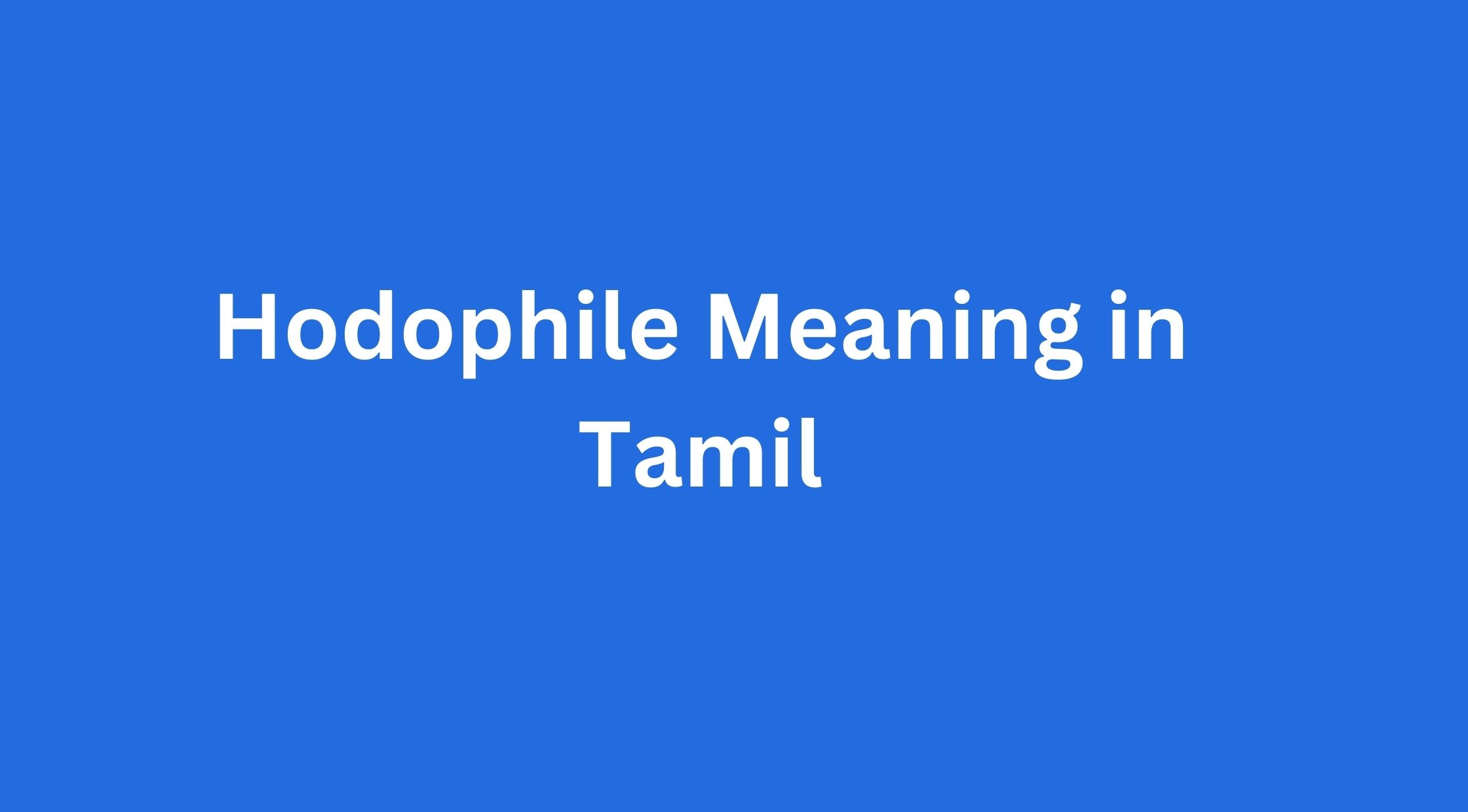 Hodophile Meaning in Tamil